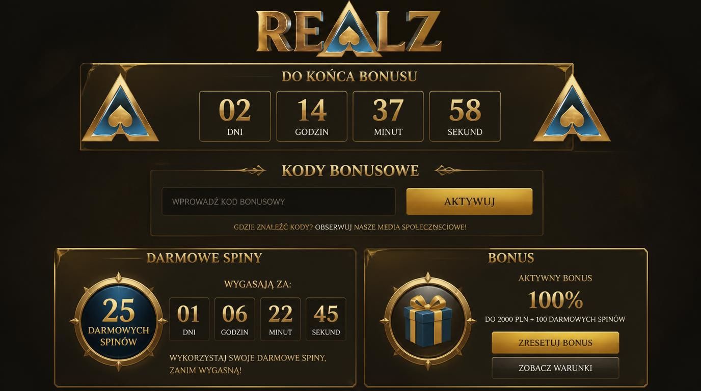 interfejs kasyna z zegarem odliczającym bonus