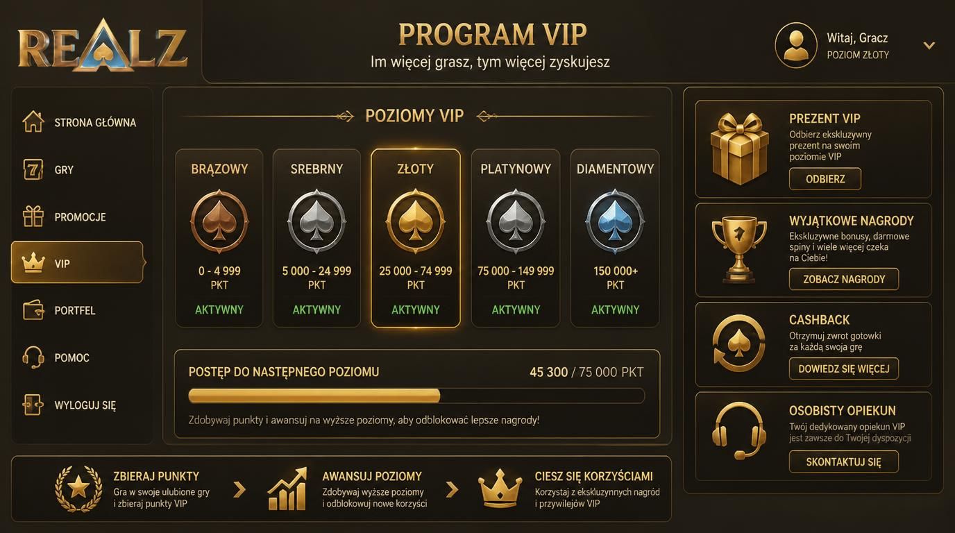 program VIP z poziomami i nagrodami w kasynie